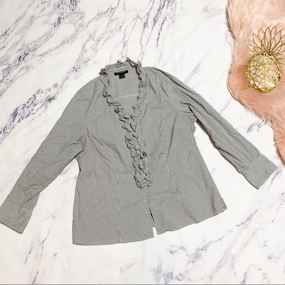 Ashley Stewart Ruffled Button Down 18W